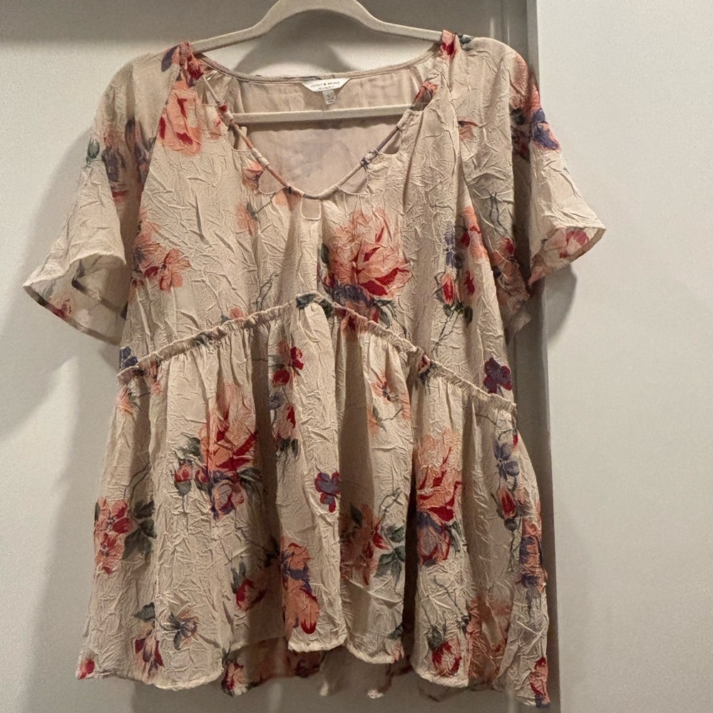 Lucky Brand Floral Cream Women's Top